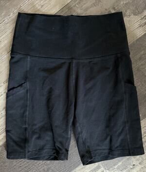 Aerie OFFLINE The Hugger Bike Shorts Small Black High Rise 7” Pockets